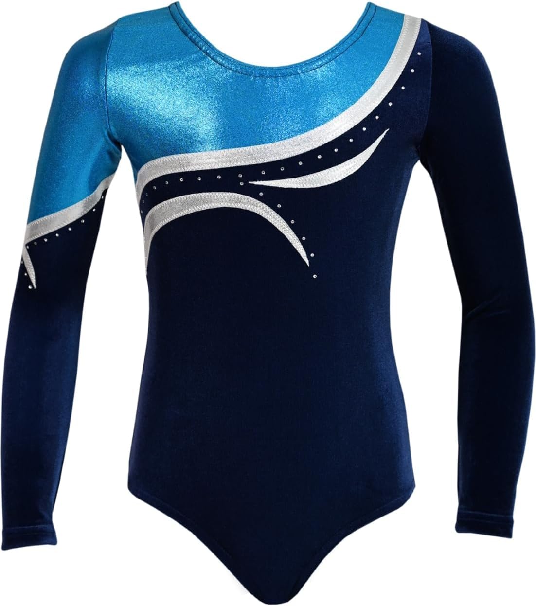 Turnanzug Albina – Mädchen Langarm Gymnastikanzug | Gymnastik-Trikot/Turnbody aus Samt für Turnen & Gymnastik mit Rundhalsausschnitt – Made in Germany