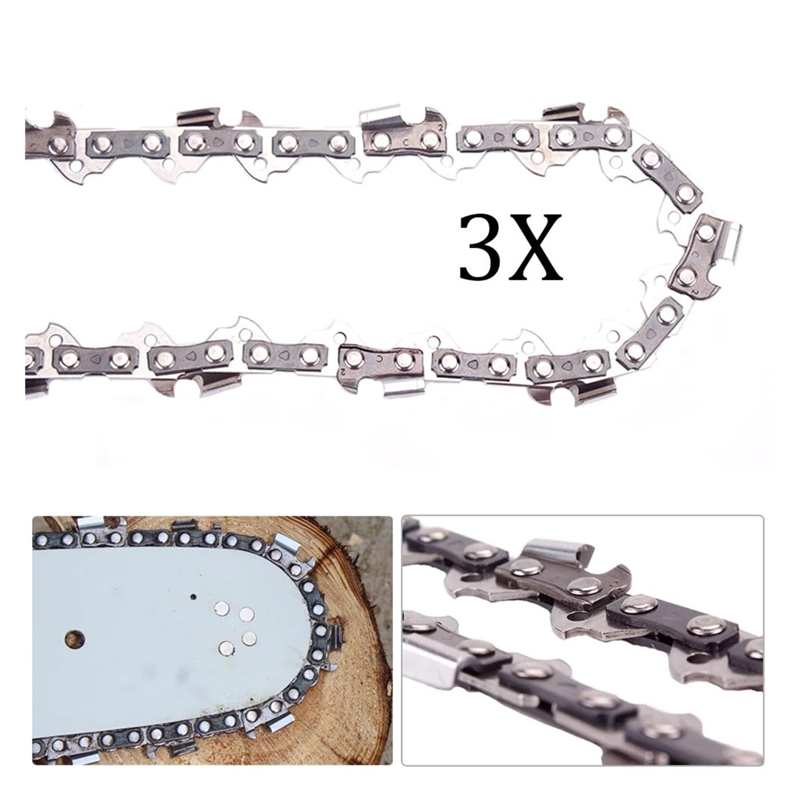 Cadena motosierra 3 piezas 14 pulgadas 35 cm, acero, paso 3/8, 52 eslabones