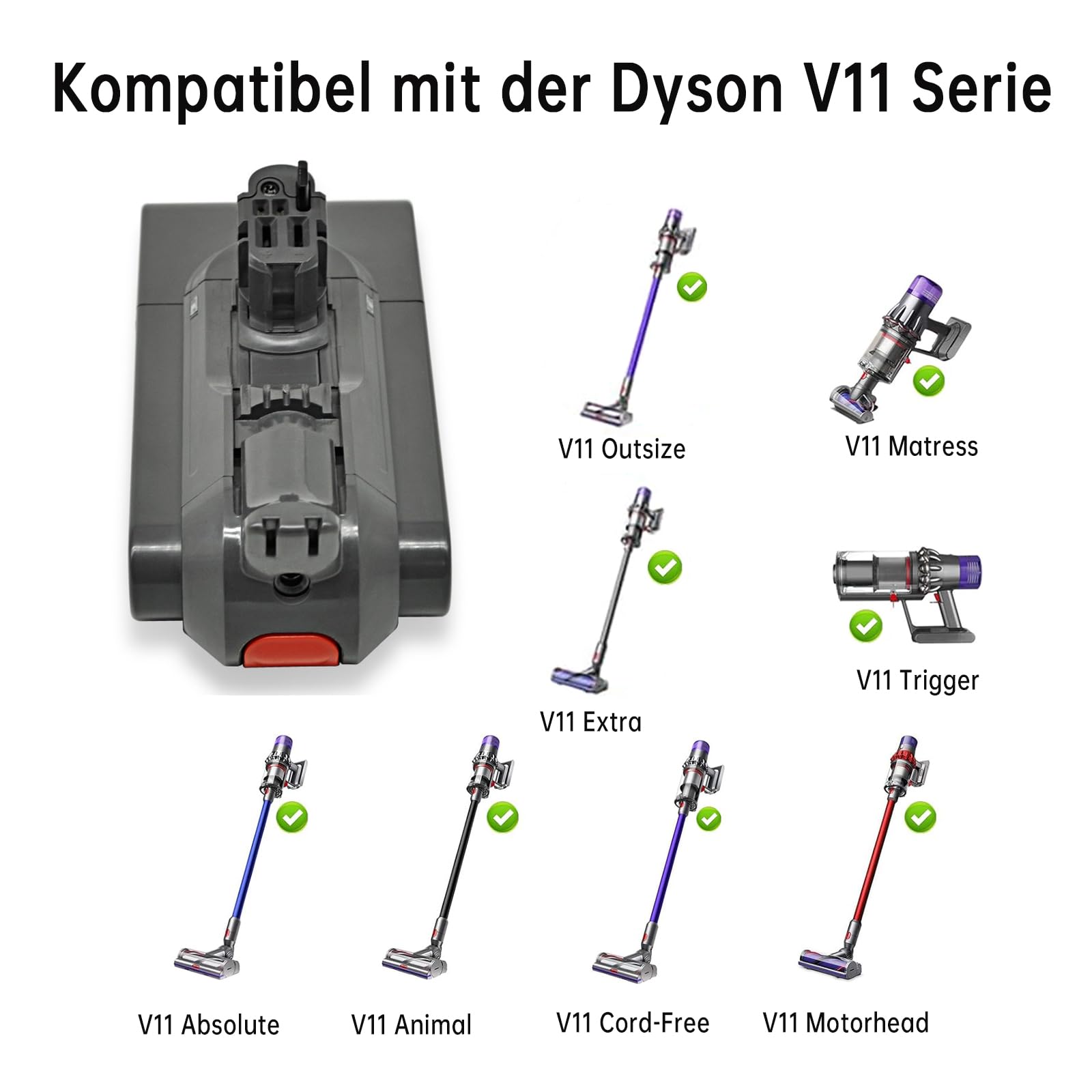 V11 SV15 - Batería de repuesto para Dyson, 25,2 V, 3900 mAh, V11