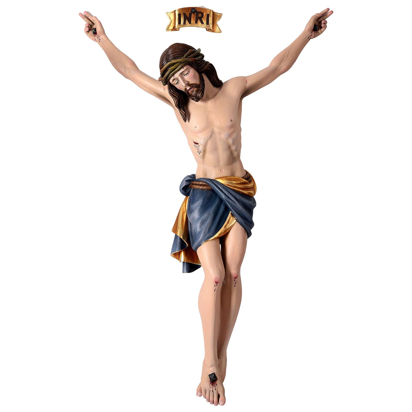 Holyart Krucyfiksy z drewna: Chrystus z drewna malowanego Val Gardena model Siena, 20 cm (7.88 inc.)