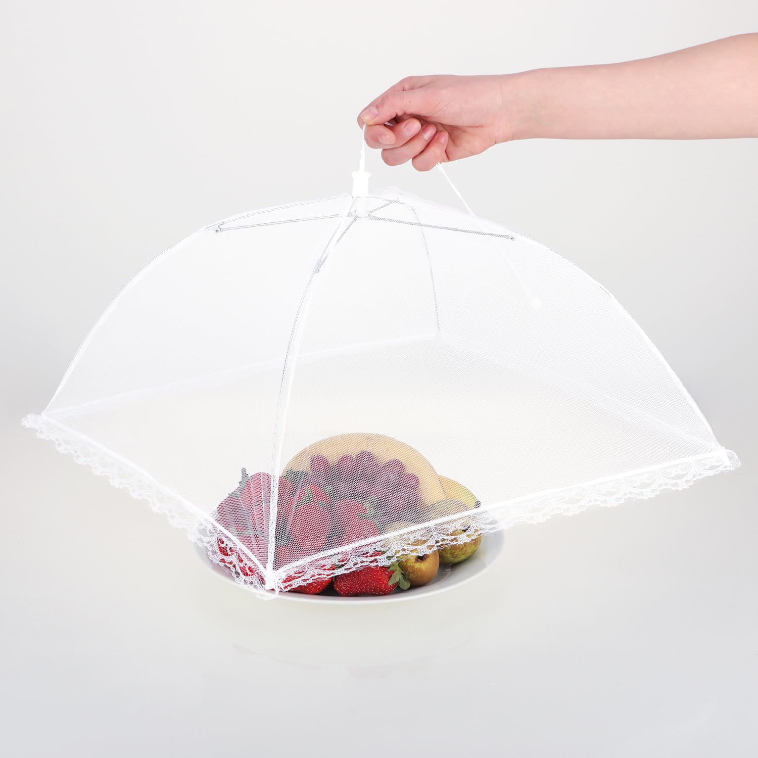 com-four® 4X coperture antimosche - coperture per Alimenti - coperture antimosche per Cibo, Cibo, Frutta - coperture e coperture antimosche - 44 cm (04 Pezzi - Bianco)