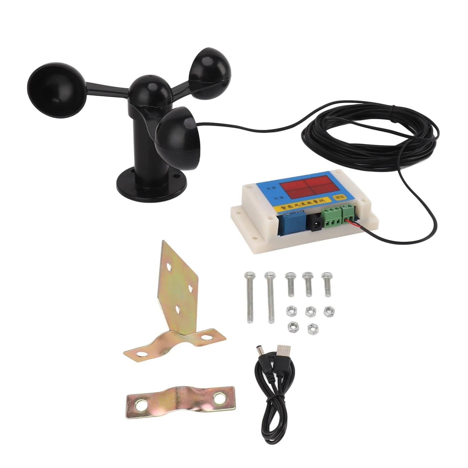3 Fan Blades Tower Crane Anemometer 360 Degeree Measurement Alarm Wind Speed Meter High Accuracy Anti Interference for Fishing