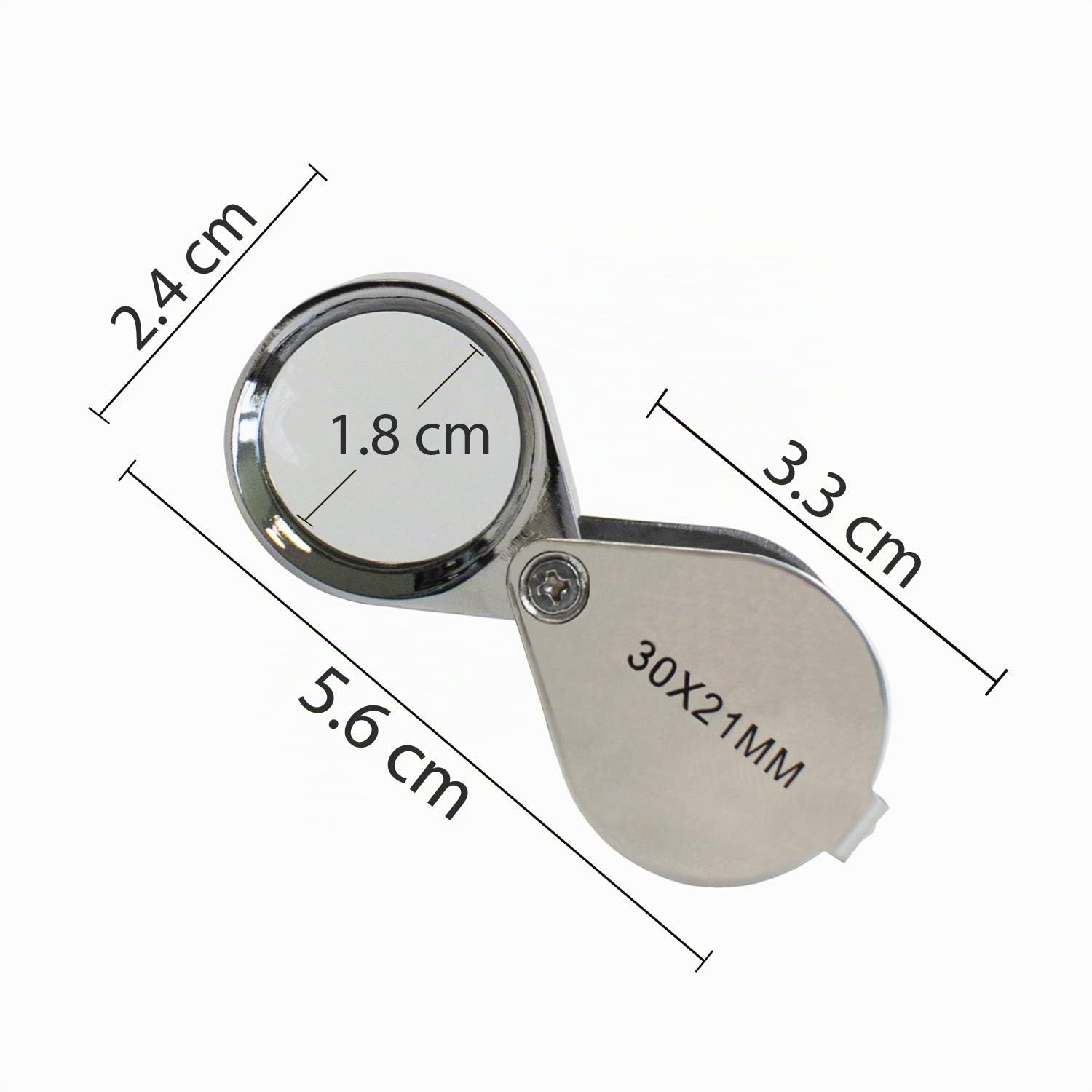 DIGIFLEX Lupa de Joyero Cristal de 21 mm - 30 Aumentos - Joyería Antigüedades Lente Sellos Relojero - Lupa de Bolsillo de Gran Aumento Portatil - Ideal para Relojero, Conocedor de Monedas y Sellos