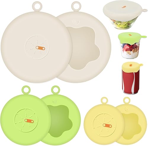 Juego de 6 tapas elásticas de silicona para almacenamiento de alimentos, fundas de silicona para tazones, 3 tamaños diferentes, reutilizables, con