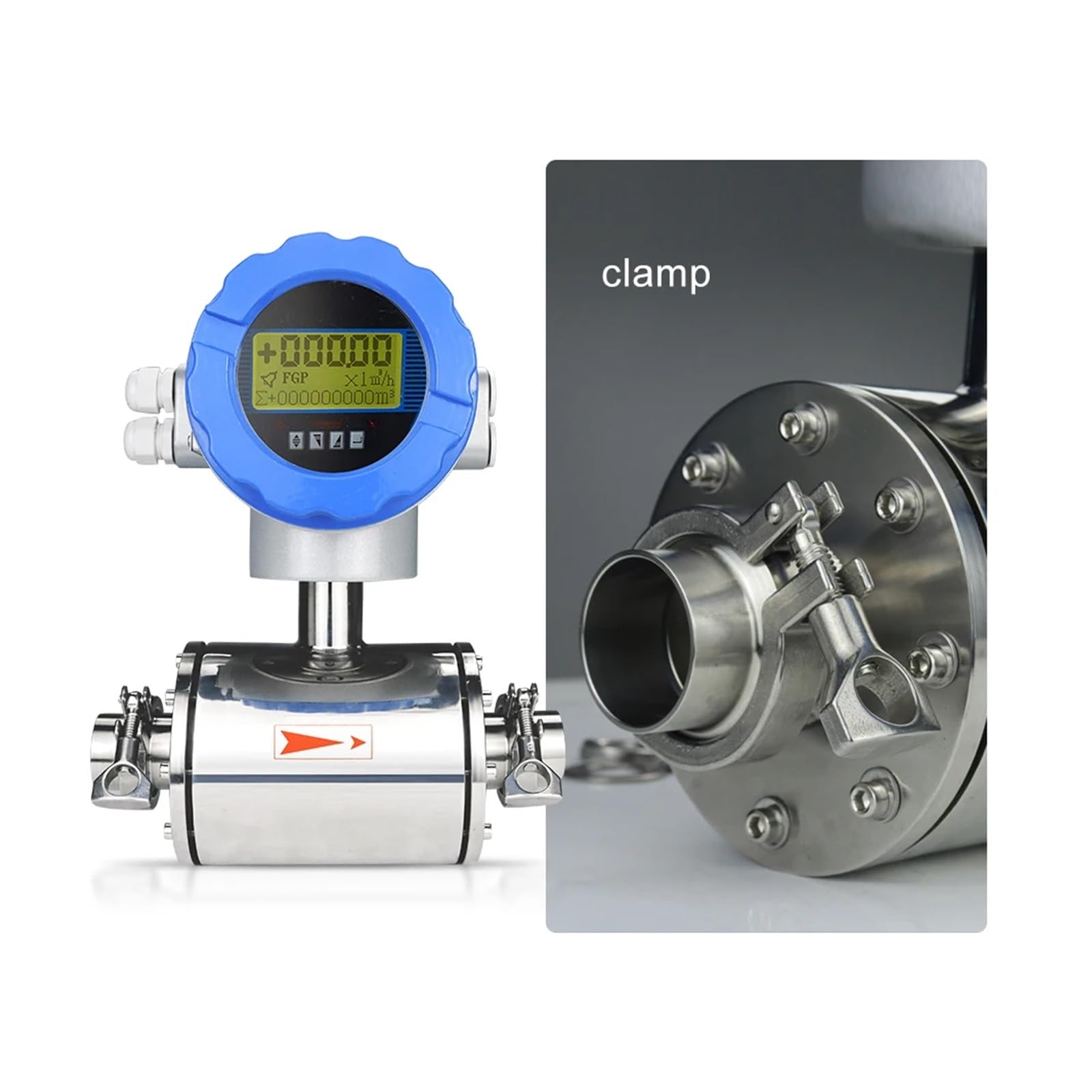KSZHZYMGX Stainless Steel Clamp Connection DN50 DN32 DN25 Water Flow Meter(DN40(SS304))