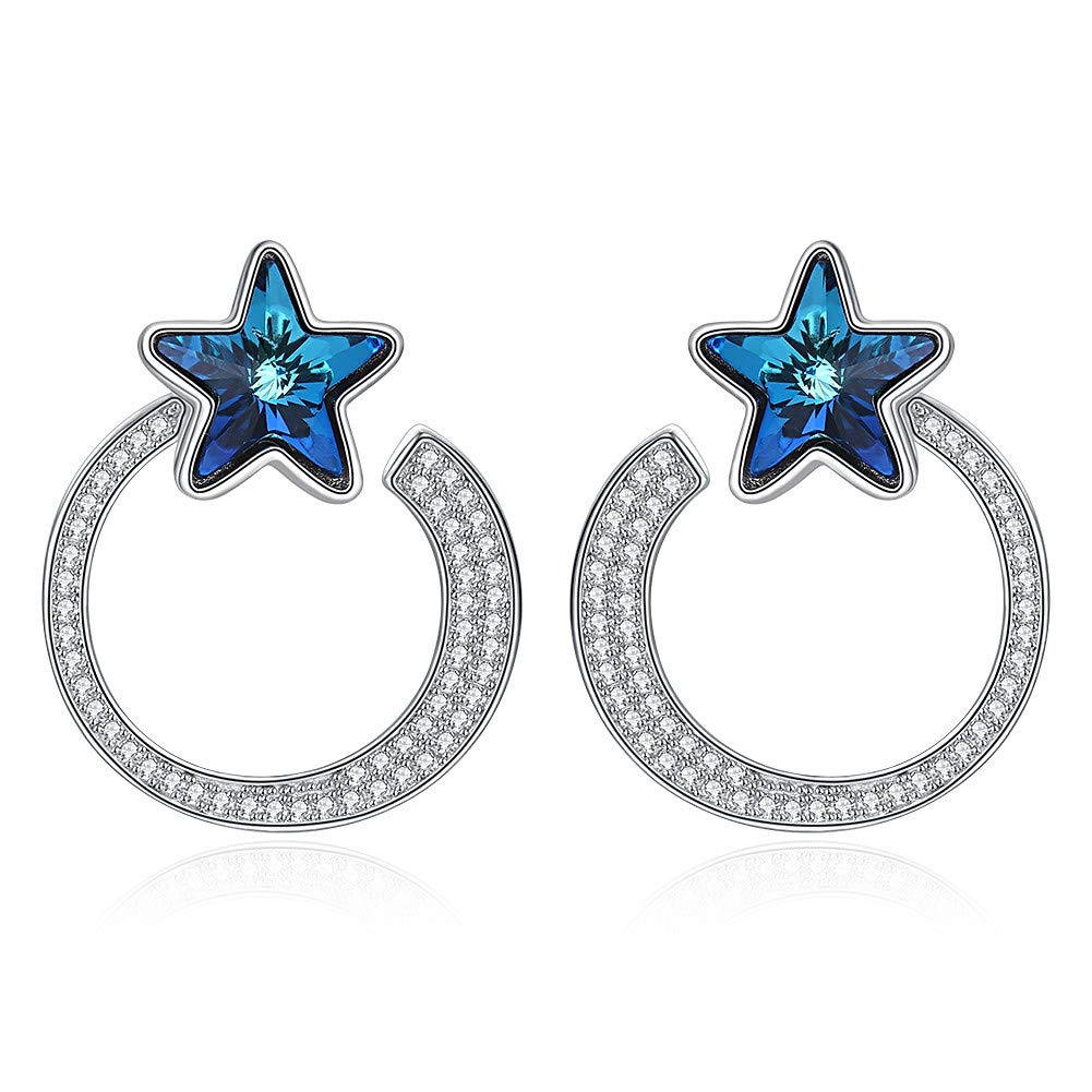 Boucles d'oreilles en cristal bleu et argent 925 style étoile - 7