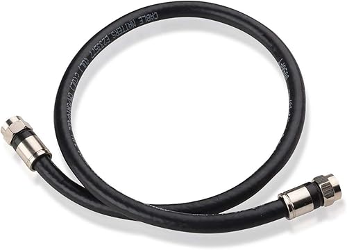 Miniatura 3 de Cable Matters Paquete de 3 cables coaxiales RG6 redondos negros CL2 con blindaje cuádruple, 1.5 pies, con 5 adaptadores RG6 tipo F chapados en oro