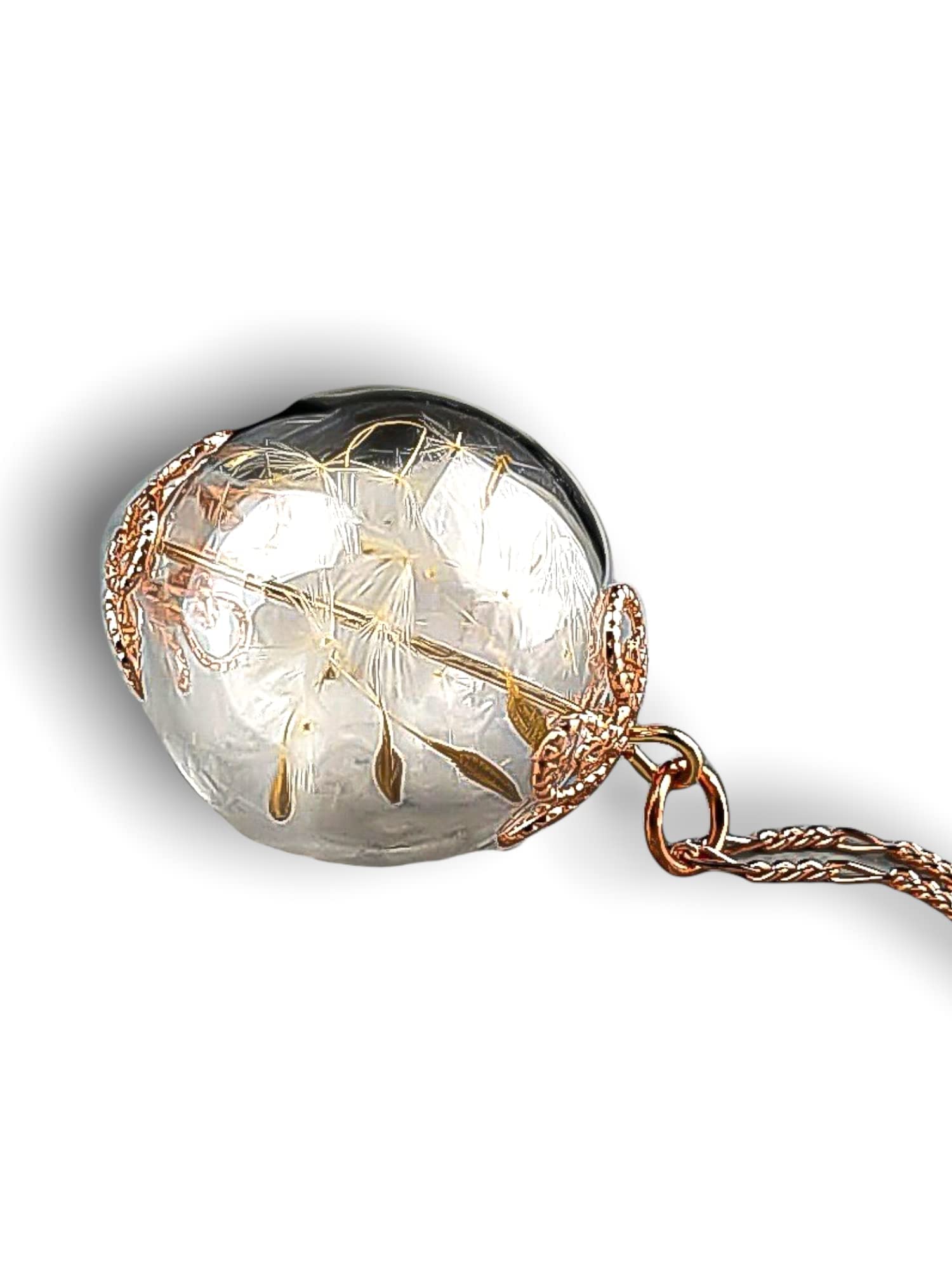 MadamLili - Natur Echte Pusteblumen Rosegold Anhänger Set - 925 Sterling Rose Vergoldet - Lange Kette 70cm - Handgefertigt - Naturschmuck Löwenzahn Samen - Shabbychic - Exklusive Schmuckbox