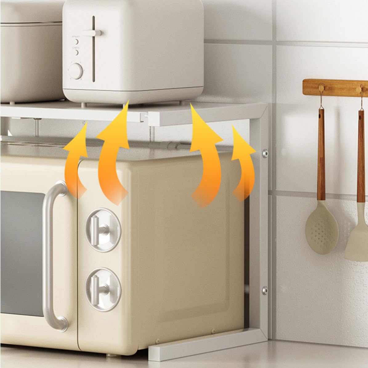 Operitacx Supporto Microonde Bianco in Acciaio al Carbonio a Doppio Livello