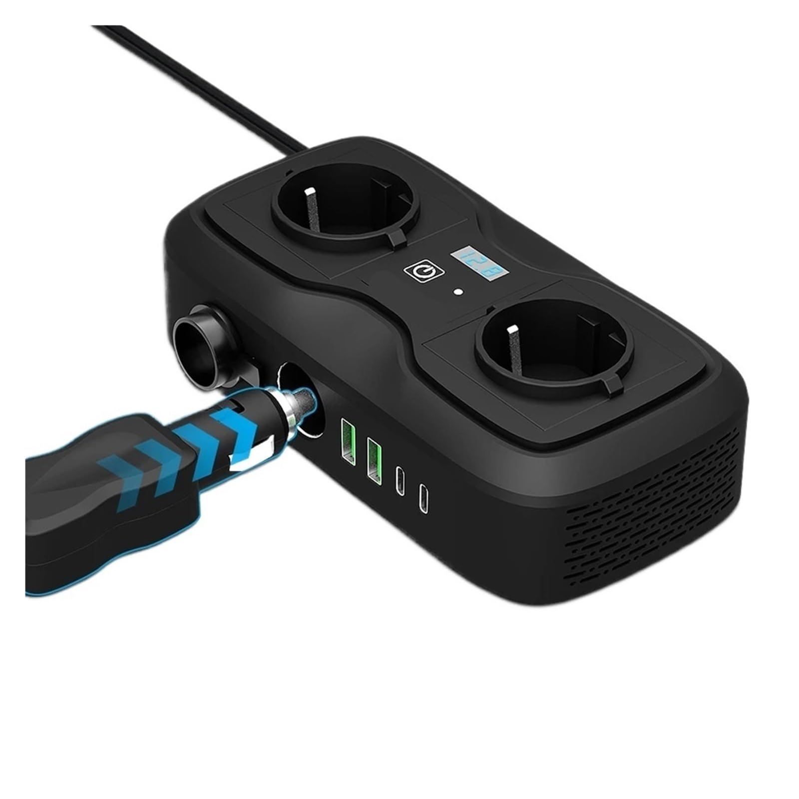 Gniazda wyświetlacza LED DC do AC 400 W szczytowe Inwerter zasilania samochodowego Konwerter adaptera Podwójny USB typu C Kemping na świeżym powietrzu