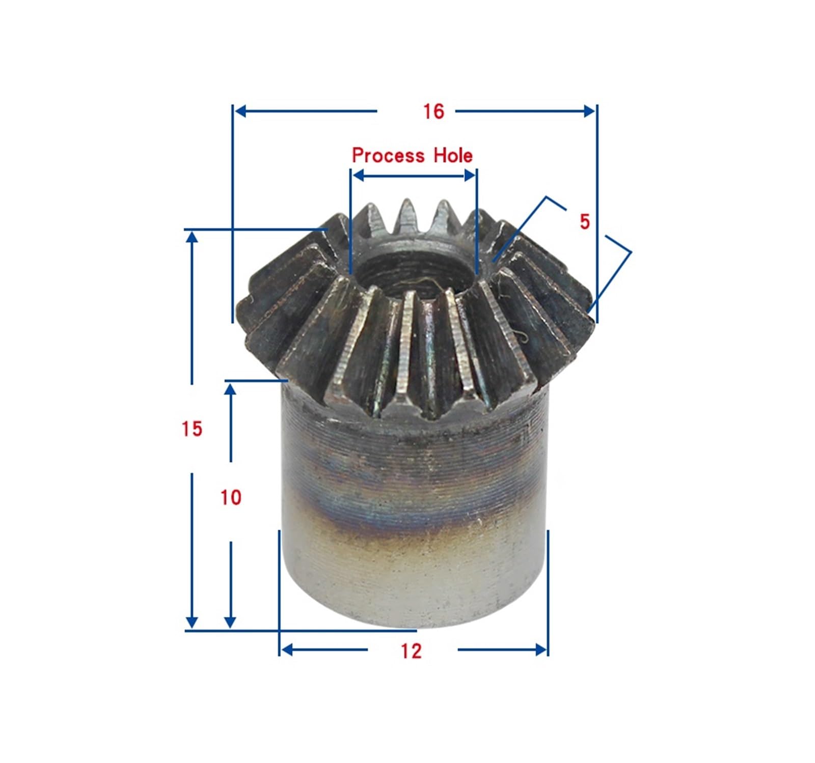Bevel Gear Pinion Hardware Mechanical 1 Piece Bevel Gear 1M15T Gear 90 Degrees Meshing Angle Process Hole Carbon Steel Transmission Ratio 1:1 Transmission Parts