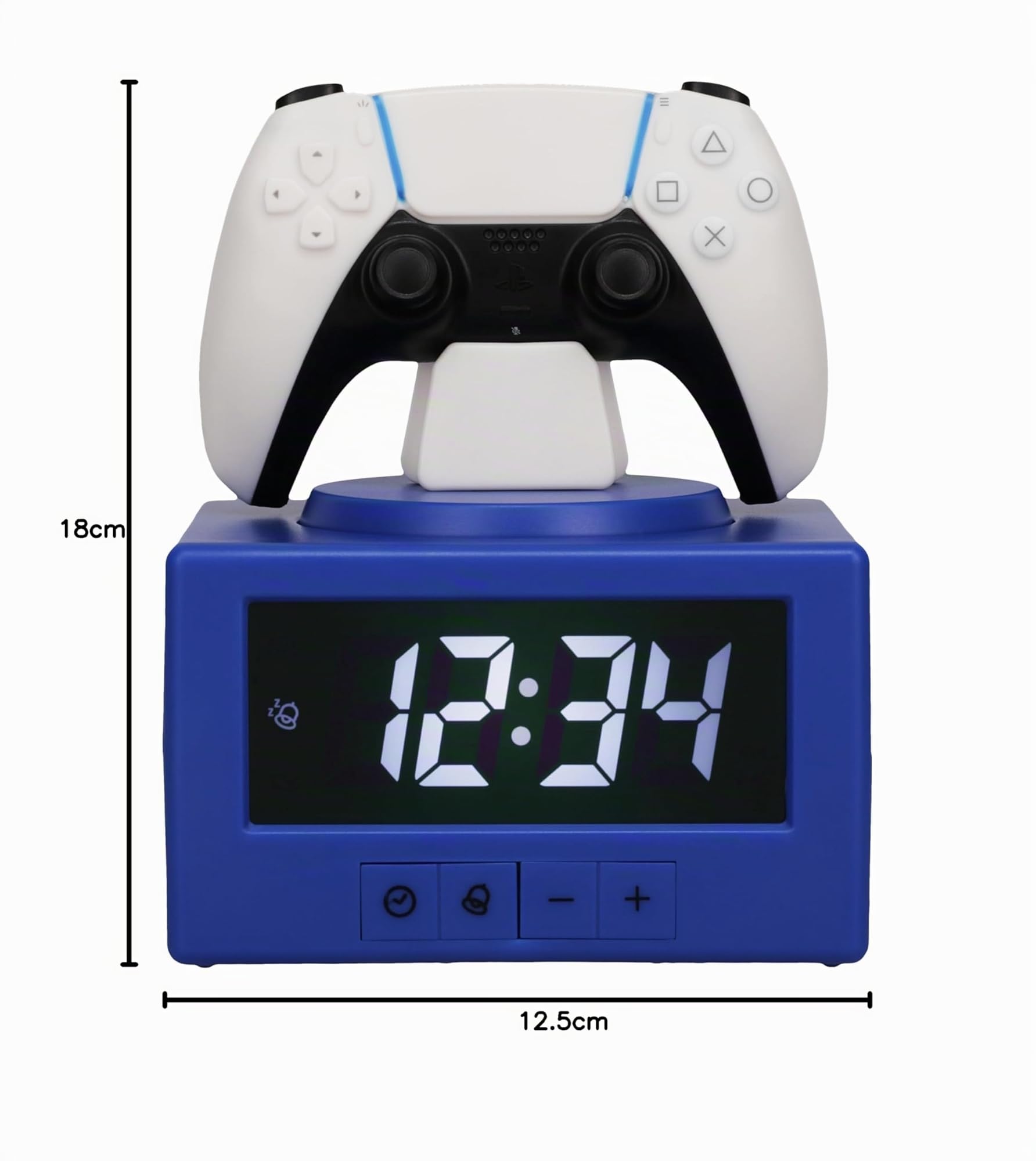 Paladone, Sveglia digitale con controller DualSense della PlayStation, con funzione luce notturna, con licenza ufficiale, decorazione da gaming e per camera da letto, per bambini e ragazzi