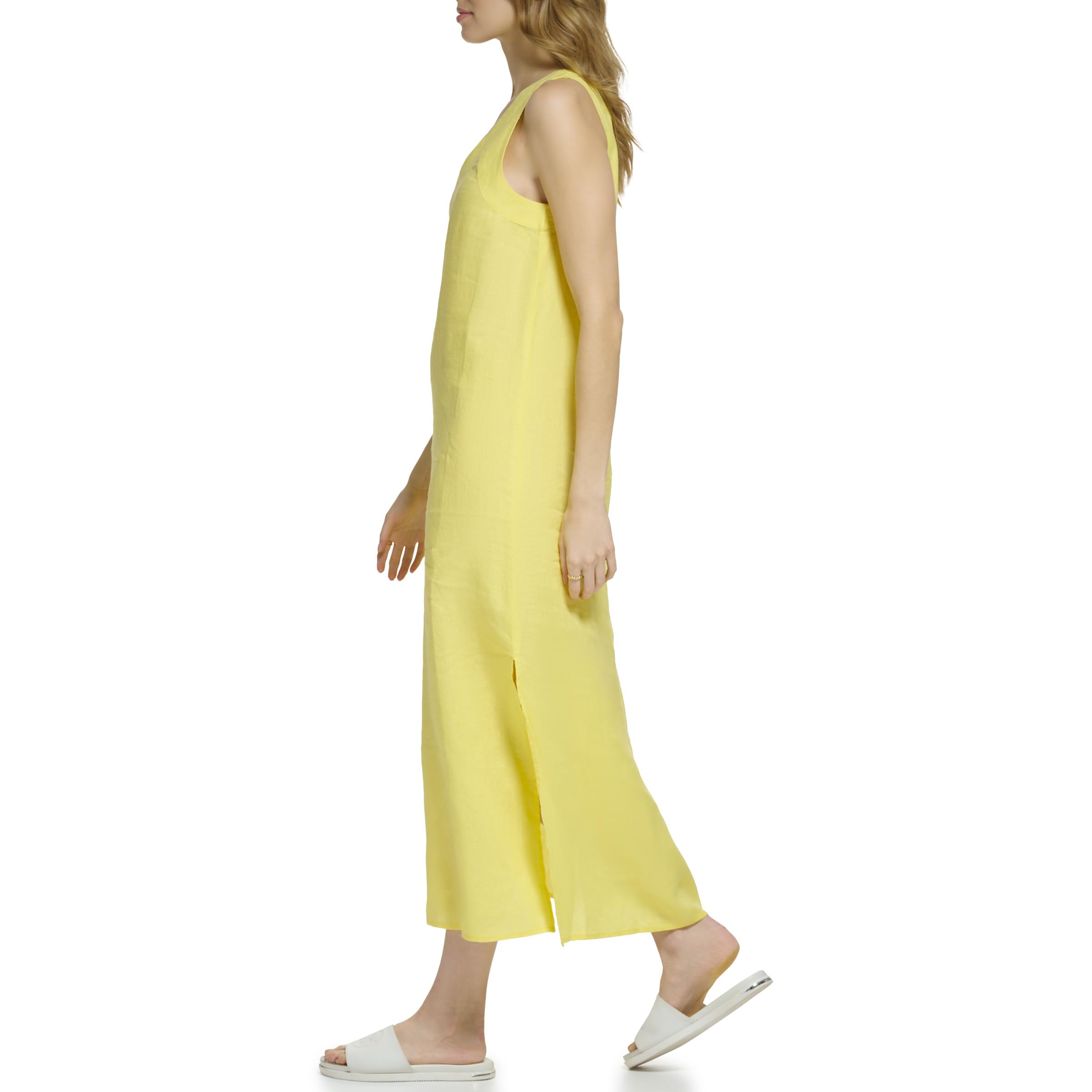 DKNY Damen Lightweight Linen Maxi Dress Kleid