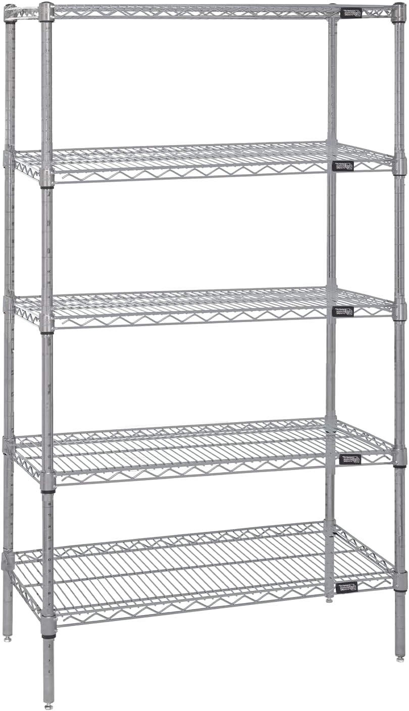 Quantum Storage Systems WR86-3660S-5 Starter Kit Wire Shelves Stainless Steel 5 Shelves 86" H x 60" W x 36" D