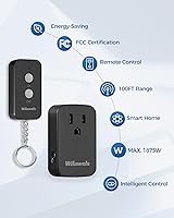 Vista 4 de Interruptor de encendido y apagado inalámbrico con control remoto, interruptor de luz remoto negro inalámbrico para lámpara, luz, ventilador