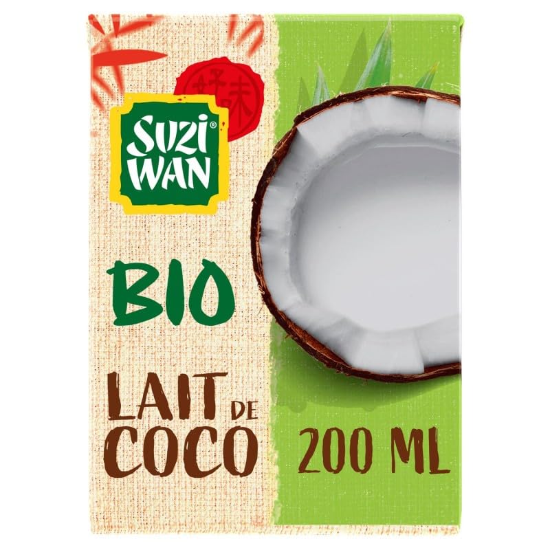 Suzuki Wan - Leche de coco orgánica, 200 ml, 5 unidades