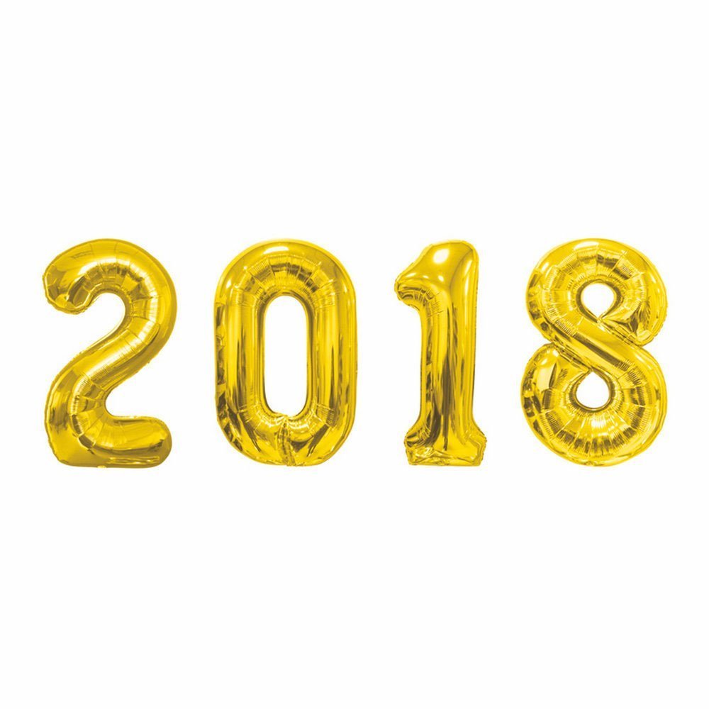 42 Inch 2018 Number Foil Balloons Helium Balloons,4pcs (Gold),Festival Party Supply"2018"
