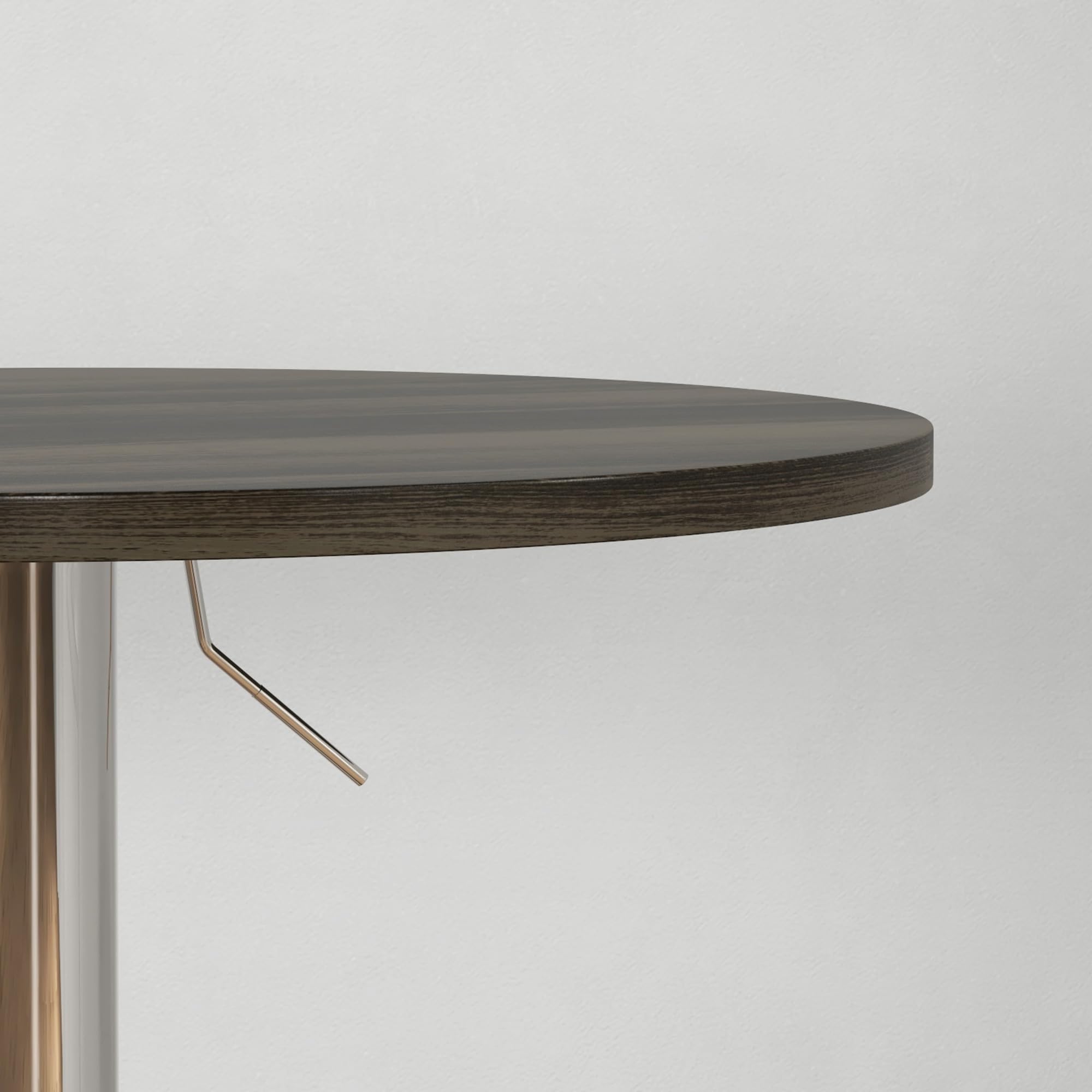 HOMCOM Mesa Alta Cocina, Mesa Alta Bar Redonda para 2 Personas, Altura Ajustable 69-91 cm, Tablero Giratorio 360°, Base de Acero, para Salón, Comedor, Cocina, 60x60x91 cm, Nogal