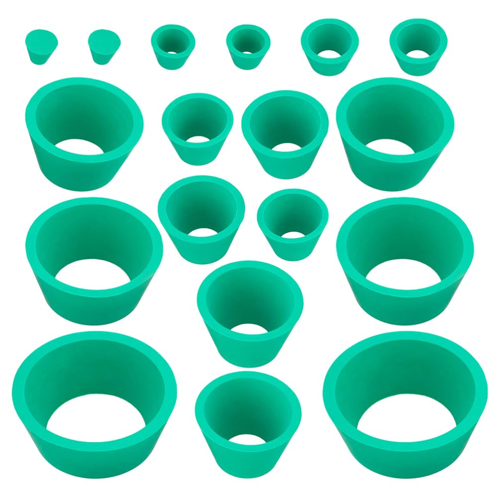 SOLUSTRE 2 Sets Filter Adapter Cones 9 Pack Tapered Collar Rubber Stopper Buchner Funnel Flask Cones Adapter Set Wear-Resistance Filter Adapter Cones for Green