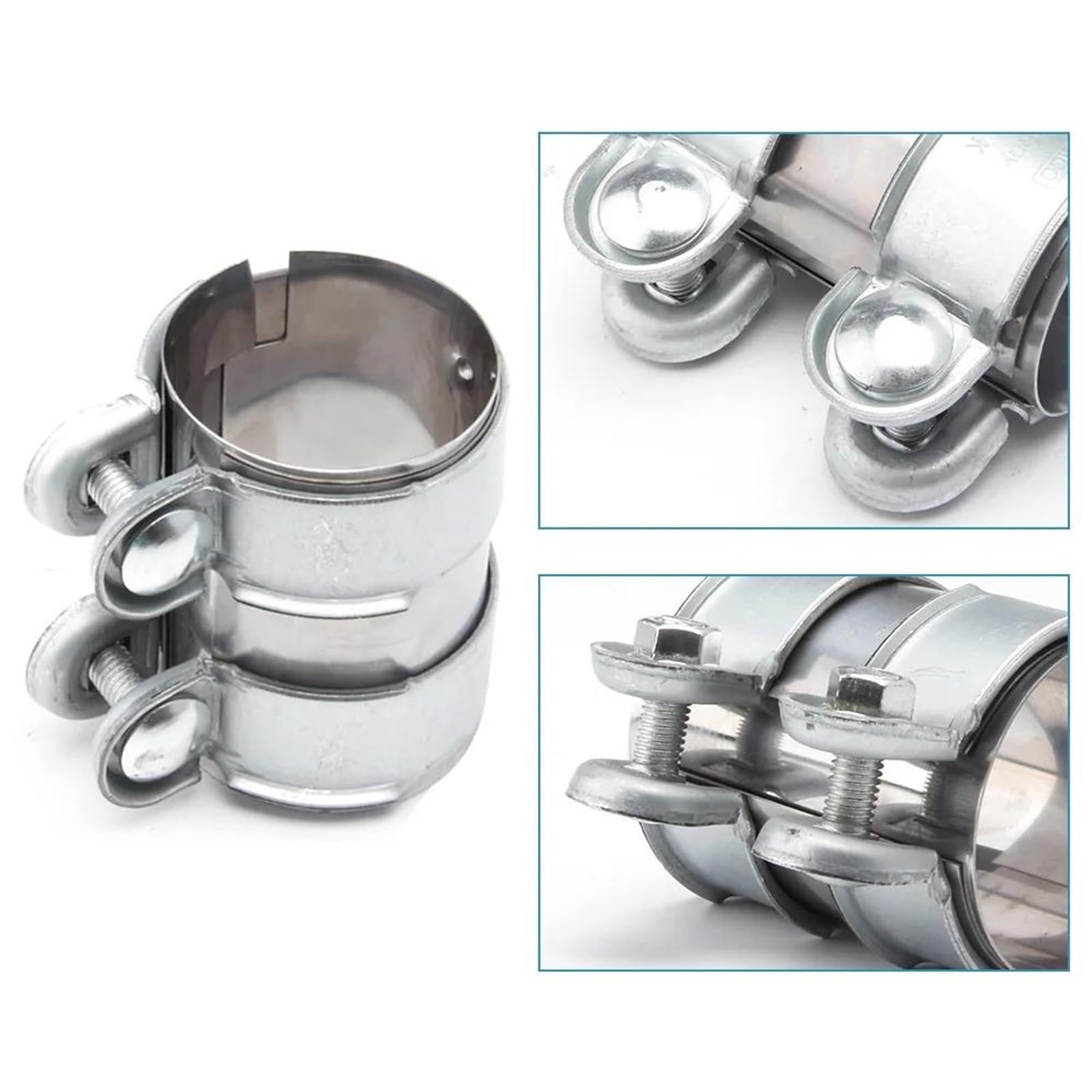 Terminales Escape Abrazadera De Escape 45mm 50mm 55mm 60mm 65mm 70mm 76mm Conector Tubo Manguito Unión Punta Ajustable Doble Redonda(76mm (3 in))