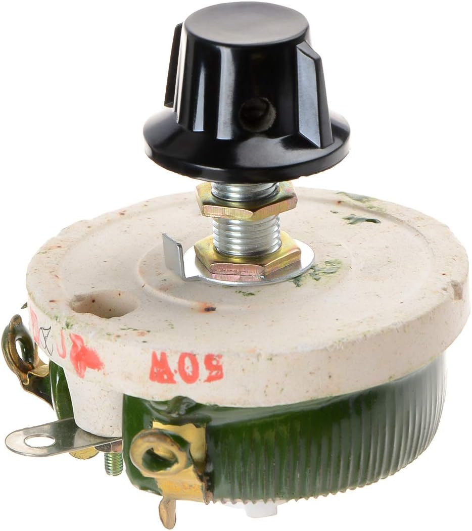 YXQCeramic Rheostat 50W 20 Ohm with Variable Taper Pot Cover Adjustable Wirewound Rotary Power Resistor Porcelain Plate Disk Braking