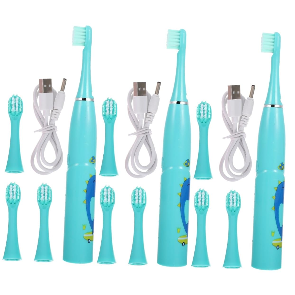 3 Ensembles Brosse à Dents Électrique Pour Enfants Accessoire Pour Enfants Brosse à Dents Automatique Pour À L'extérieur Bleu Produits Pour Fibre Superfine Fonderie