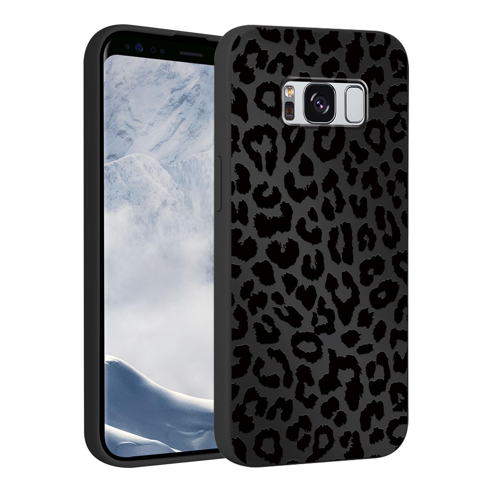 lioscre Cute Cheetah Print Phone Case for Samsung Galaxy S8 5.8", Aesthetic Coquette Black Leopard Pattern Design Case Soft Slim Shockproof TPU
