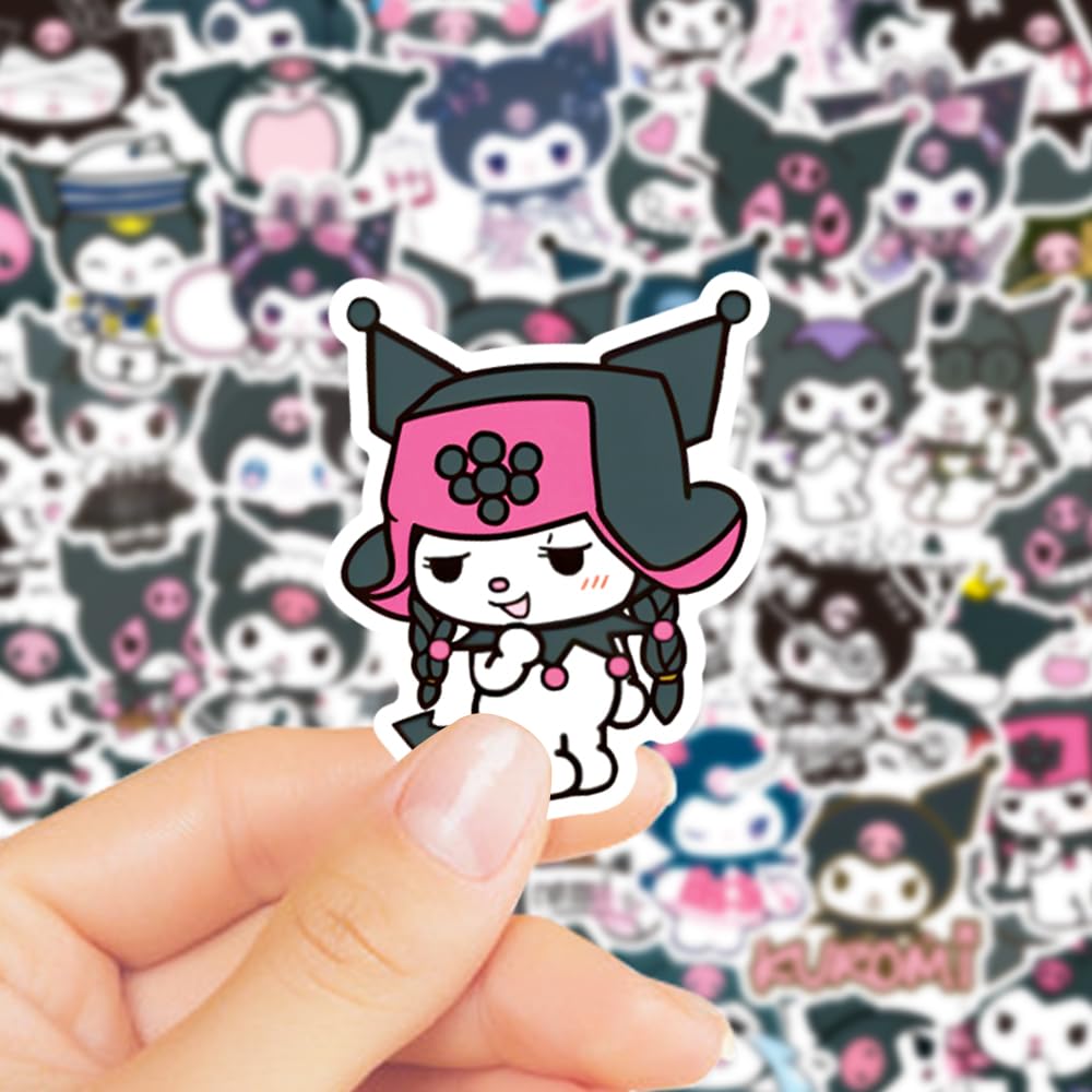 50pcs Cartoon Kuromi Stickers for Kids, Vinyl Waterproof Kuromi Decal for Water Bottle Laptop Toy Sticker for DIY Decorate Bumper Phone Hard Hat Kids Teens Gifts
