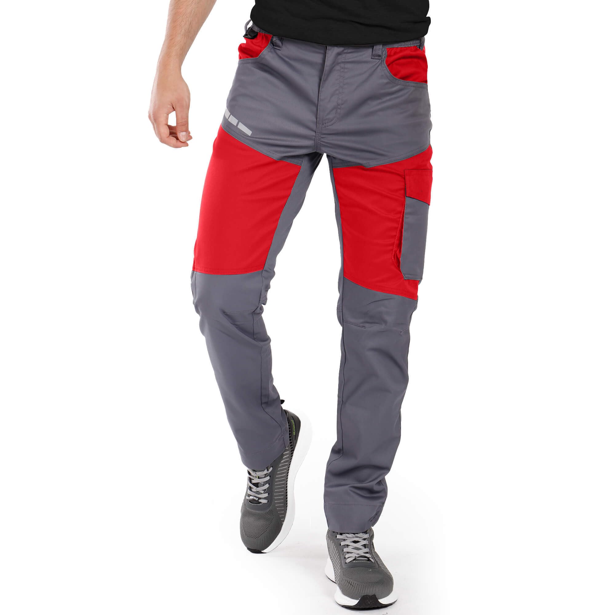 Stenso EOS Pantalon De Travail Homme - Pantalon Cargo Homme avec Deux Poches Avant, Poche Arrière, Poche Cargo, Ceinture Élastique, Fermeture Éclair YKK, Éléments Réfléchissants
