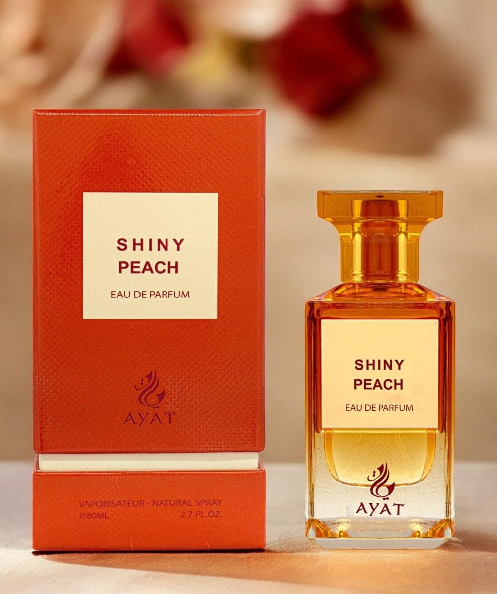 AYAT PERFUMES – Eau de Parfum 80 ml de Dubaï Senteur Orientale et Fruitée – Parfum pour Femme et Homme – Une Fragrance Sensuelle, Intemporelle et Moderne – Unisexe (Shiny Peach)
