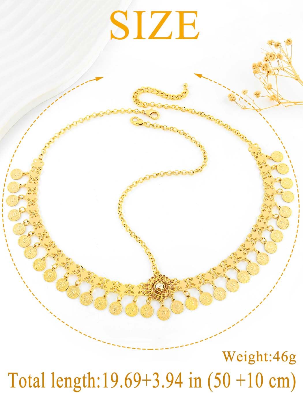 IYOU Coins Boho Head Chain Jewelry Gold Sequin Headpiece Vintage Forehead Costume Hair Accessories for Women - Image 2
