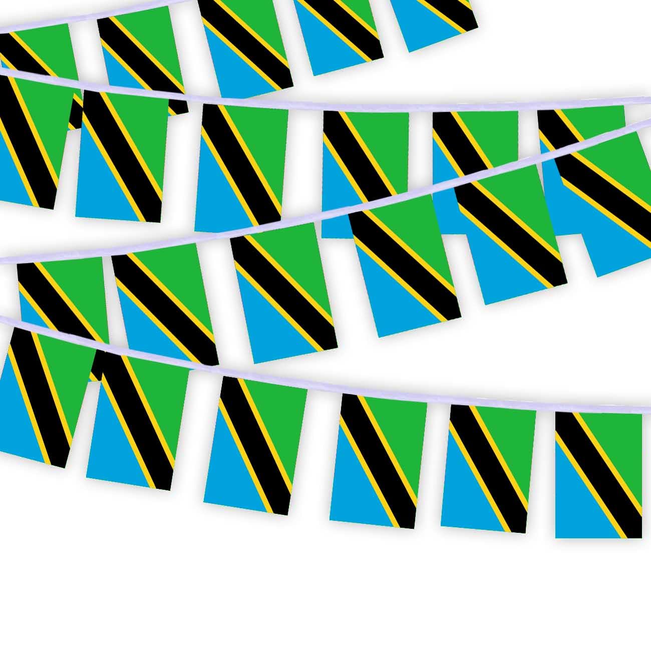 30 PCS Tanzania Flag String,32 FT Tanzanian Decor Bunting,Decoration Banner for Outdoor Indoor Patio Yard Decor