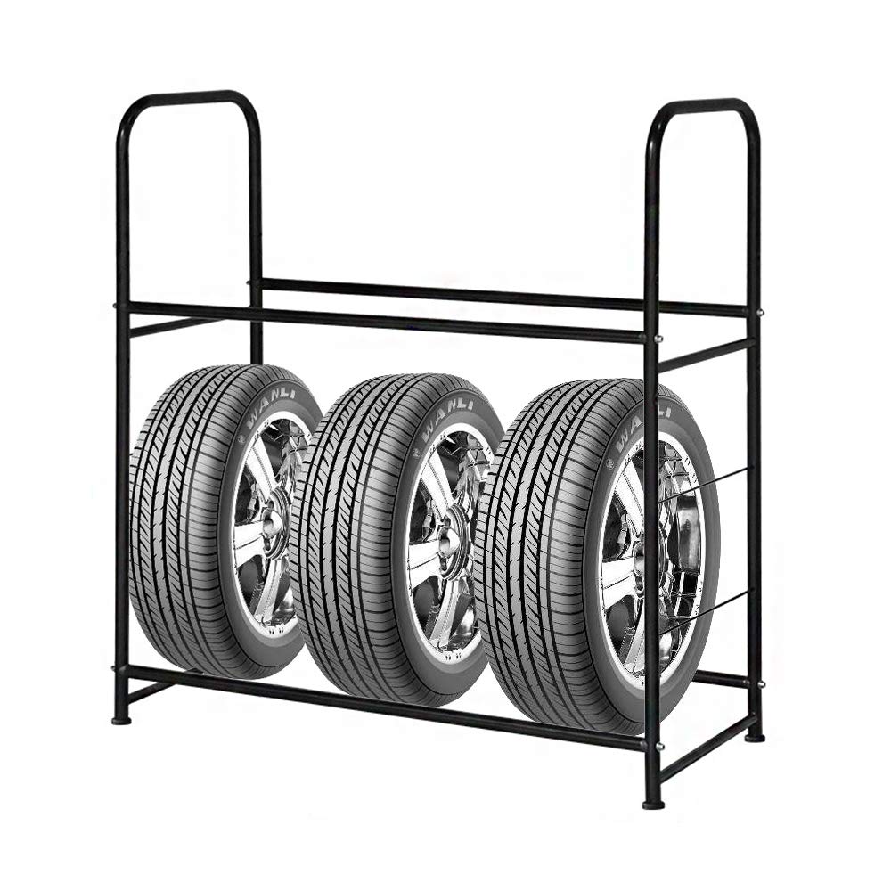Froadp 107×46×117cm Scaffale Portagomme in Acciaio, Costruzione d'acciaio Tyre Rack in Due Strati per 8 Pneumatici, Supporti per Cerchioni, Scaffalatura Carico di 180KG per Garage Officina Magazzino