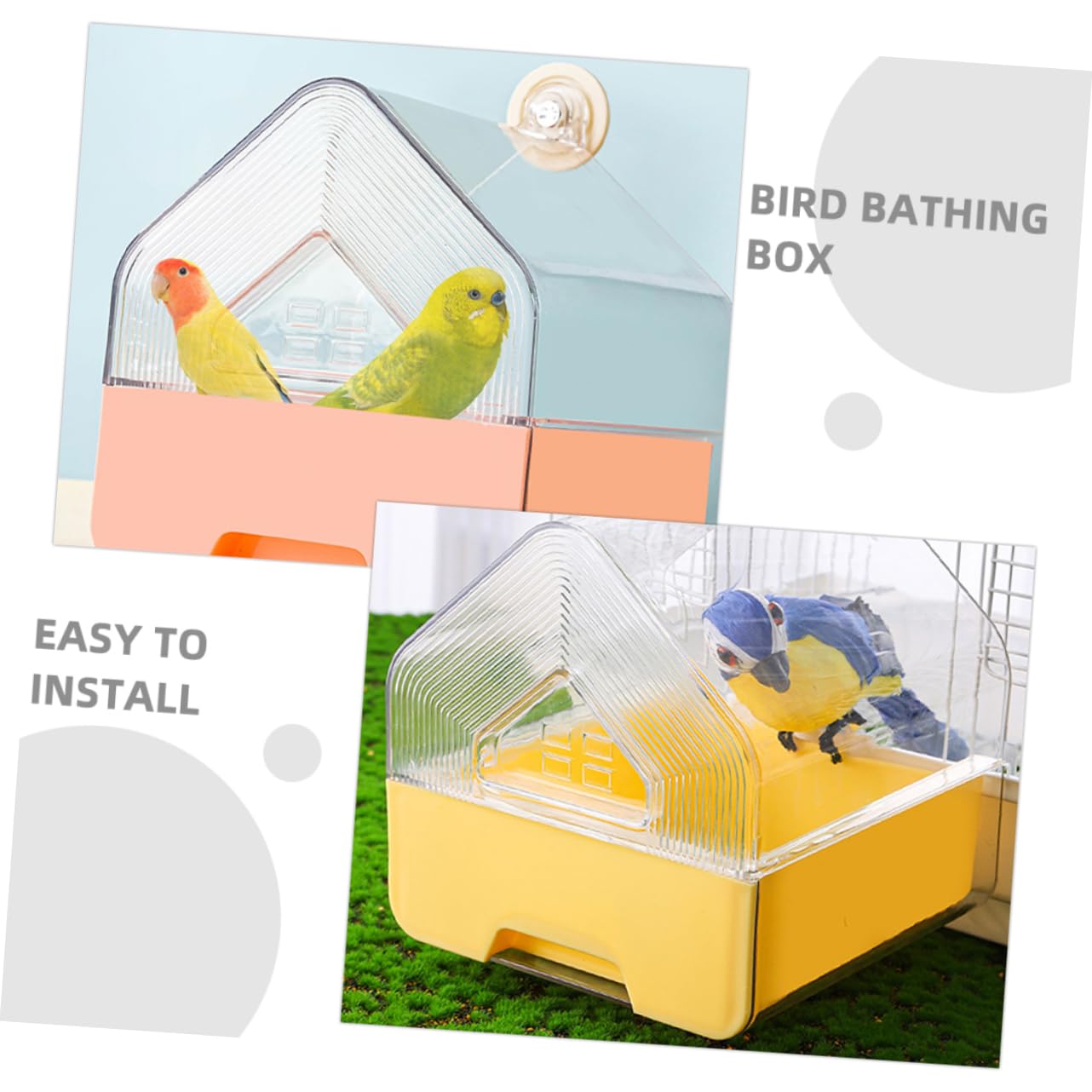 TOYANDONA Bain pour Oiseaux de Compagnie à Tiroir et Suspendu 2 Pièces