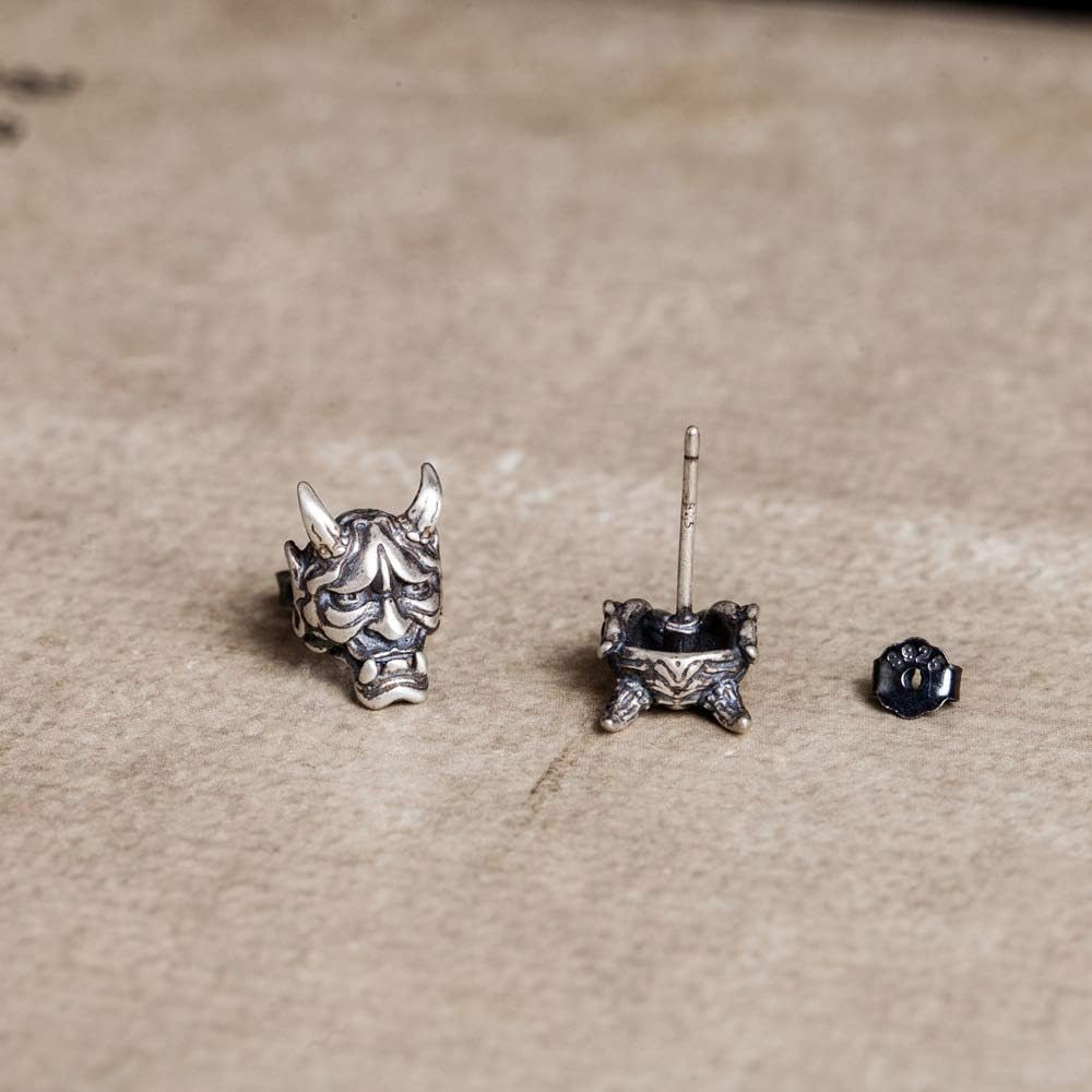 S925 sterling silver Hannya skull earrings anti allergy New creative ear stud fashion design earrings jewelry for men and women punk style