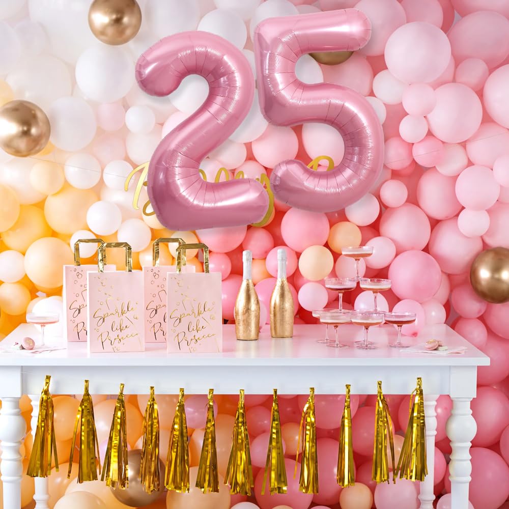 40 Inch Giant Black Number 25 Mylar Balloons - 25th Birthday Party Decorations, Helium Or Air Fill, Set Of 2 Numbers + Straw - View #2