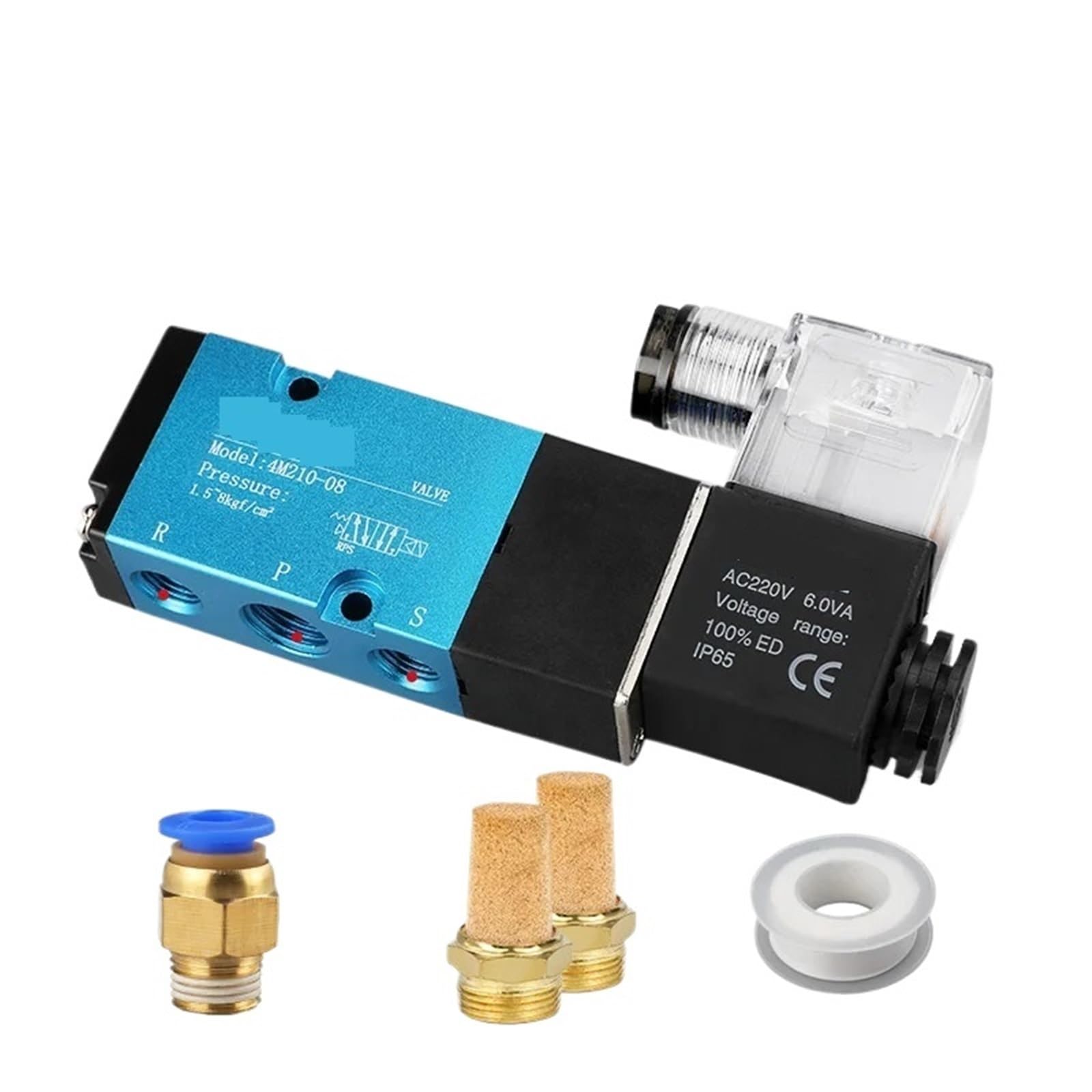 Electrovanne pneumatique 5 voies 4M210-08 AC220V avec raccord 8mm