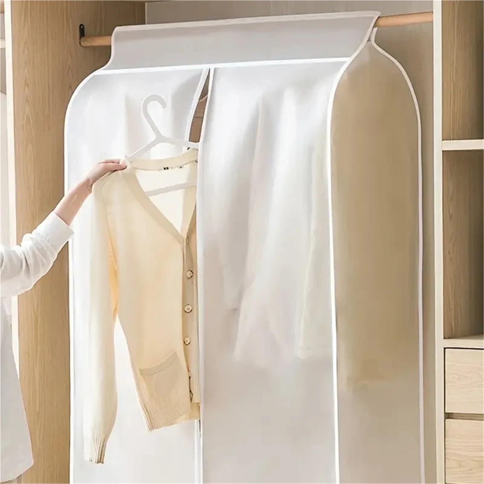 Funda para perchero Funda protectora for ropa, totalmente cerrada, transparente, for armario, for el hogar, for colgar(60X30X90CM,5PCS)
