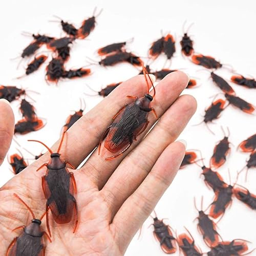 Miniatura 6 de 50 cucarachas falsas para broma, cucarachas falsas, cucarachas falsas parecen juguetes de broma de plástico real, insectos aterradores, regalos de