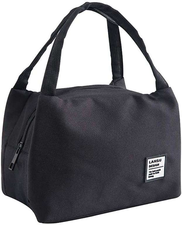 Lunch Bag, Xshuai® Fashion Portable Thermal Cooler Insulated Lunch Canvas Box Carry Tote Storage Picnic Bags For Women Kids Men 23 x 18cm (Black)