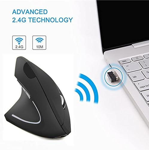 Miniatura 2 de Ratón para zurdos, ratones verticales ergonómicos inalámbricos recargables de 2.4 G con receptor USB, 6 botones y 3 DPI ajustables 80012001600 para