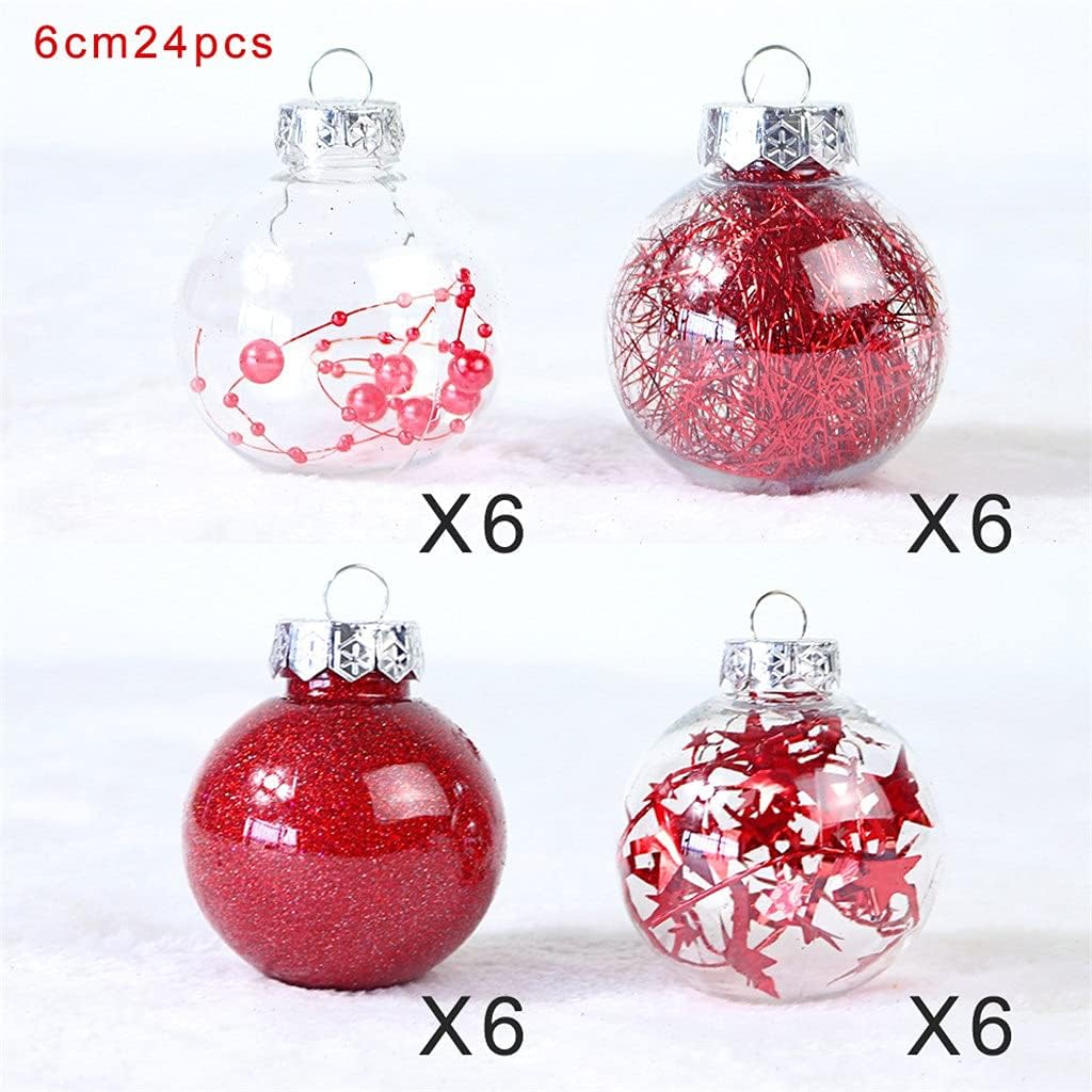 24pcs 6cm Christmas Balls Xmas Tree Hanging Ornaments Assorted Color Plastic Ball Merry Decorations Toys Pendant (Color : B Size Shows) (G Shows)