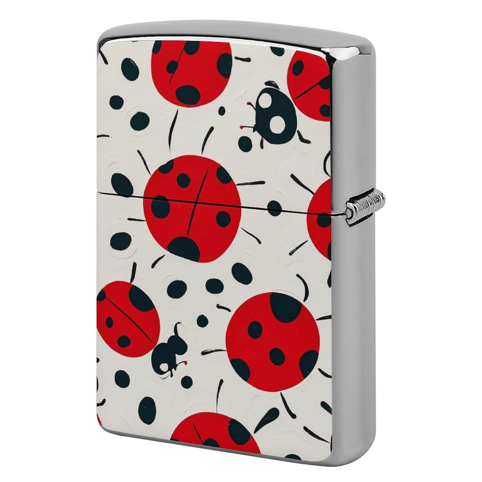 Red Black Spotted Ladybug Lighter Cover for Men, Personalized Lighter Case for Birthday Gift, Flip-Top Lighters Protective Cover, Portable Lighters Shell for Outdoor, Travel