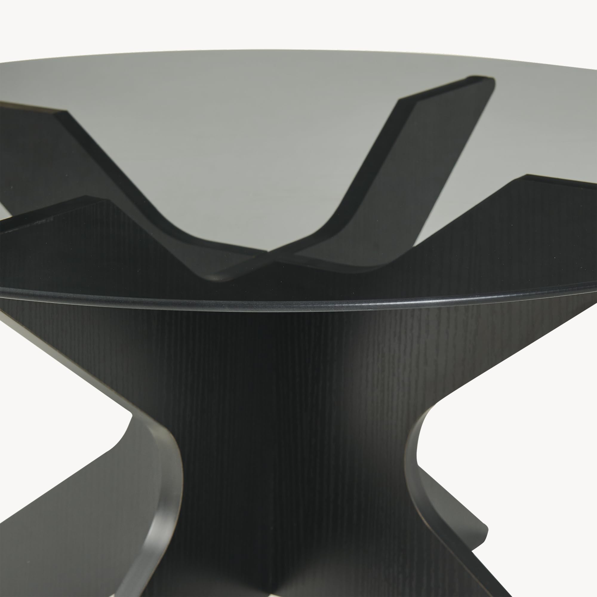 [en.casa] Tavolino da Salotto con Piano Rotondo in Vetro Fumé Temperato Tavolo Basso Centrale da Caffè Ø70 x 35 cm per Soggiorno Living Studio - Grigio/Effetto Legno Nero