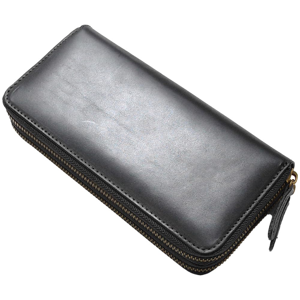 栃木レザー 長財布 メンズ ダブルラウンドファスナー 財布 ボン