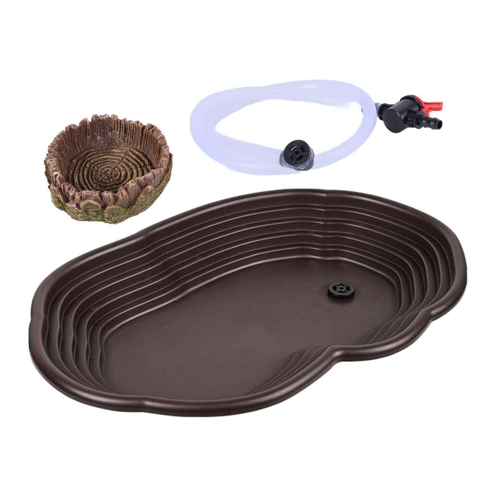 Milageto Piscina per rettili Piscina per acqua per rettili, Decorazione per habitat, Piatto per acqua per tartarughe Piatto per acqua per rettili per, con drenaggio