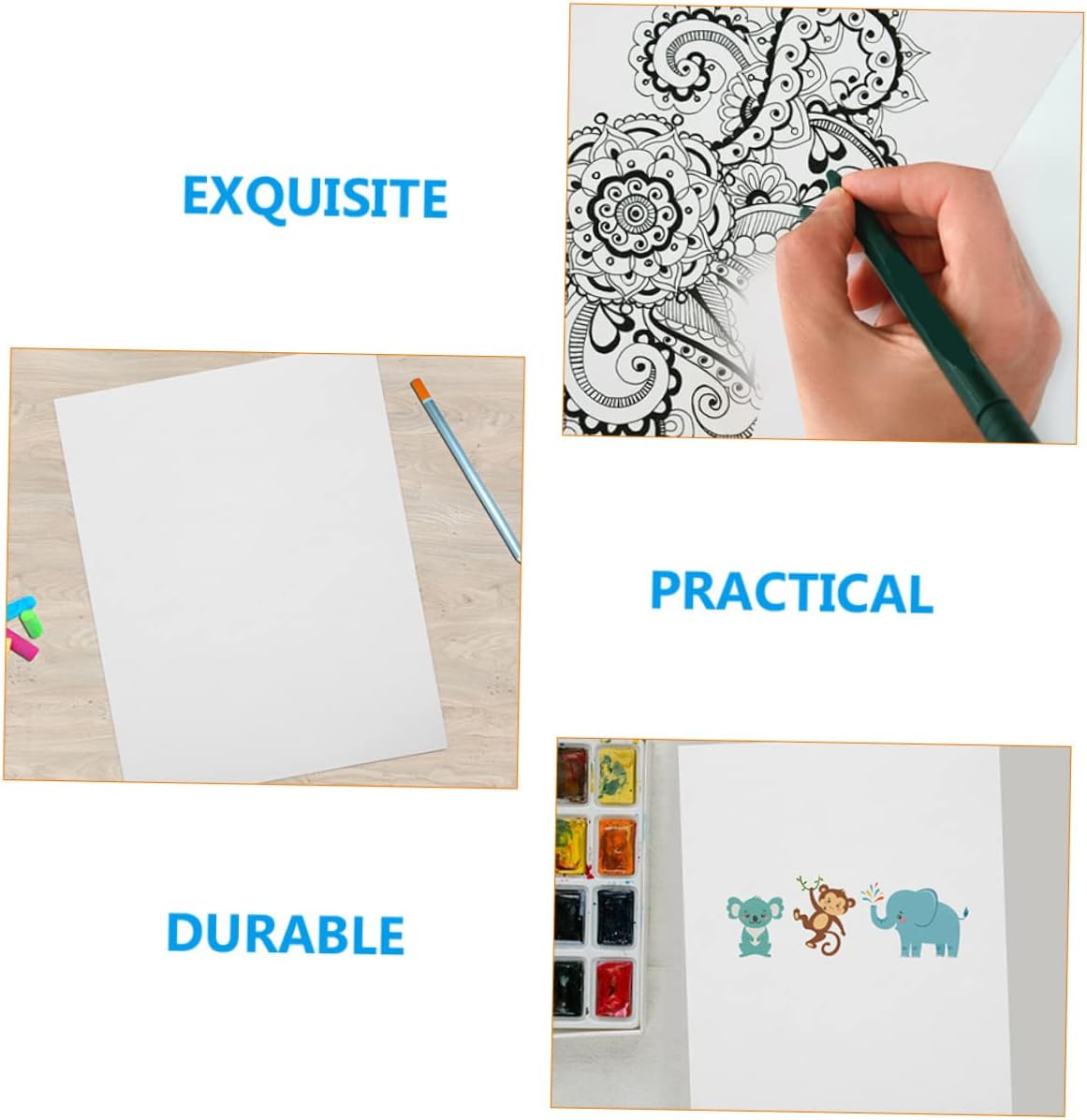 NUOBESTY 160g Watercolor Paper for Kids 100 Sheets Bulk White Drawing Paper Thick Watercolor Pad for Art Crafts Suitable for Children and Beginners