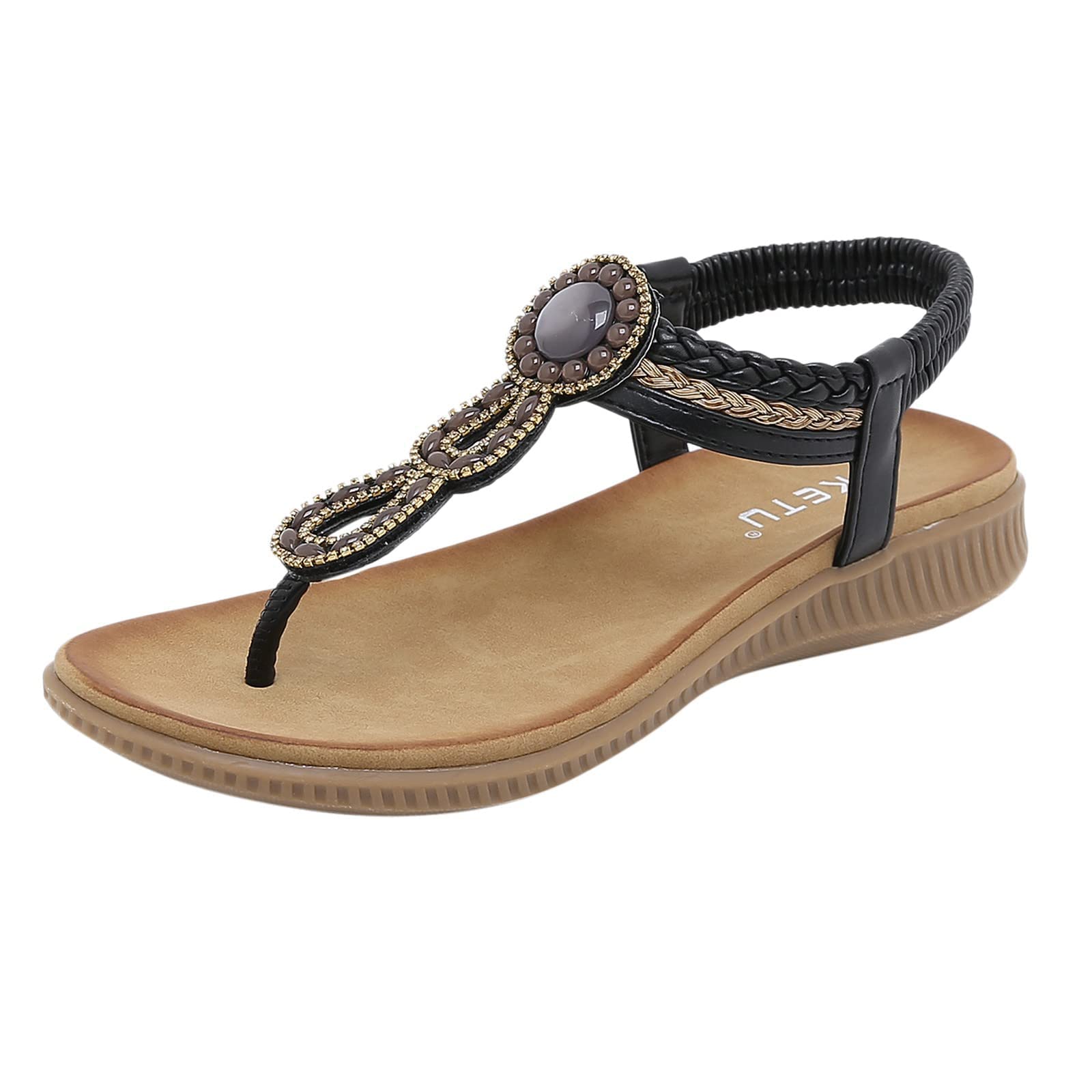 BAtlam Sandali da Donna, Zeppe, Sandali Elastici, Sandali da Spiaggia, Infradito,B,36