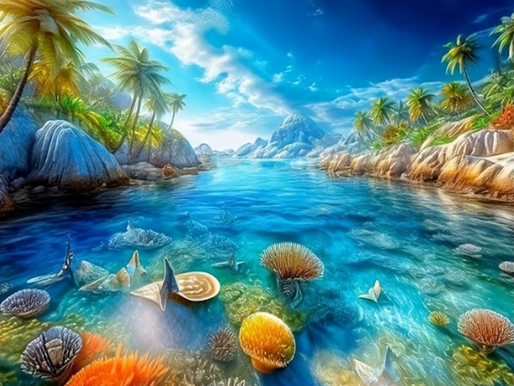Weiniuniu 5D Diamond Art Painting Kits Natural Scenery DIY Full Drill Diamond Arts and Crafts Painting Pictures for Adults Canvas Painting by Numbers 50x70 cm