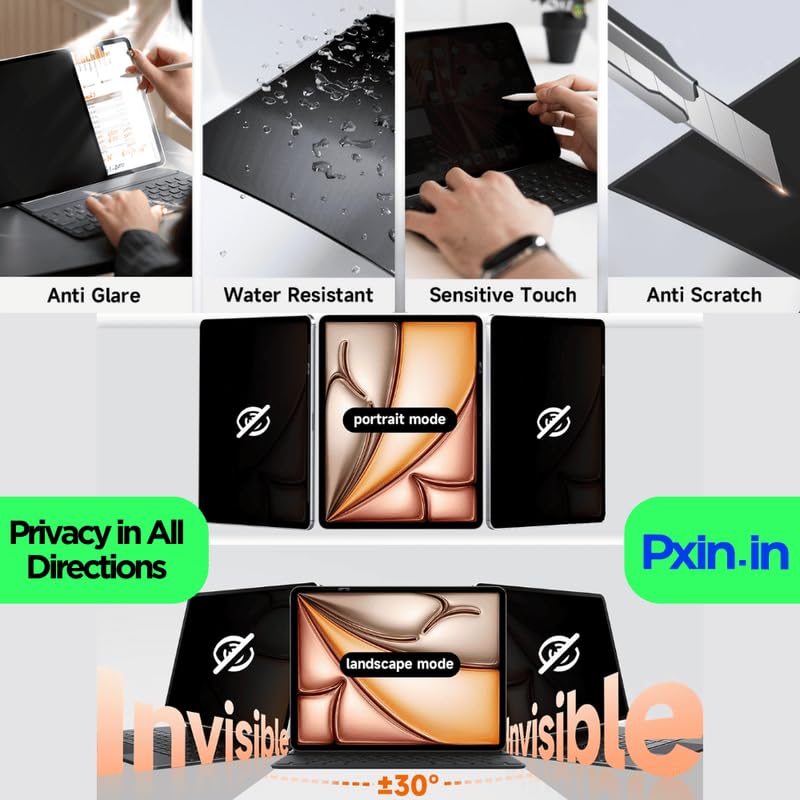 Image of PxIn Tablet Privacy Screen Guard compatible with i Pad (6th gen) 9.7 Inch | No.1 | Anti Glare | Anti Blue Light | Anti UV | 4 Way Privacy Filter | 360 Privacy | Eye Protect
